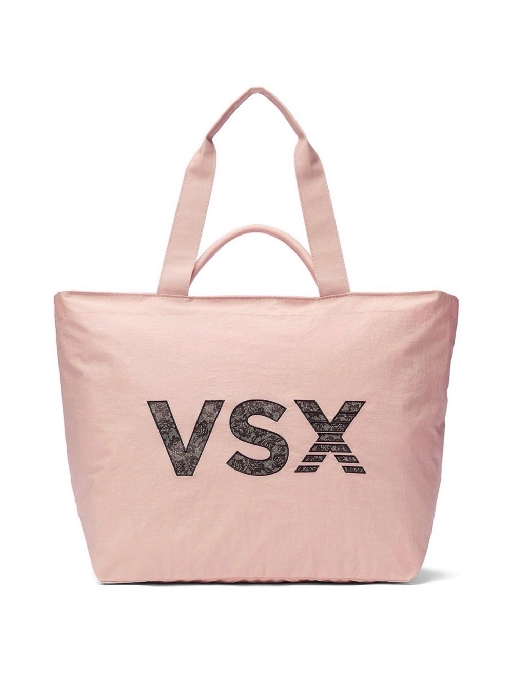 Victoria's Secret VSX Large Tote Bag Light Pink with lace black logo